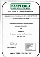 EBC electrolysis certificate